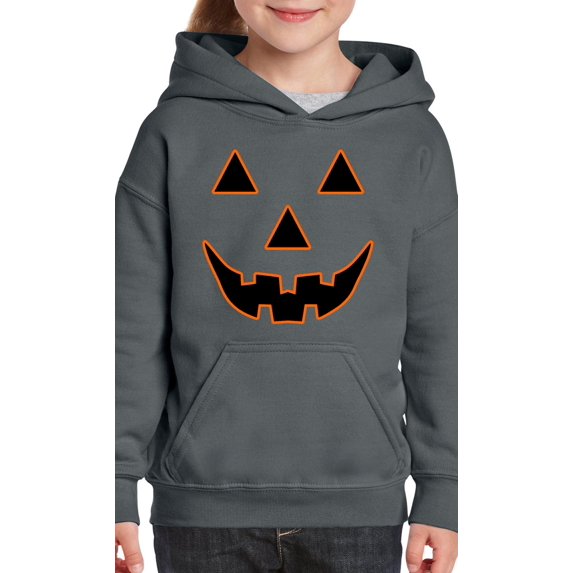 MmF - Big Girls Hoodies and Sweatshirts - Halloween Jack O' Lantern Pumpkin Face