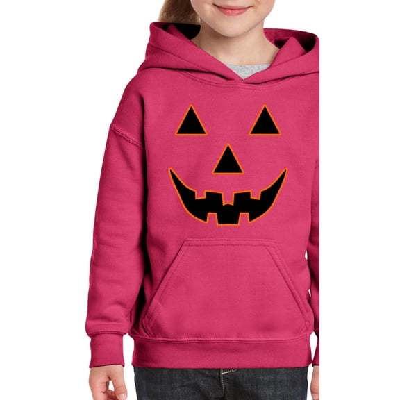 MmF - Big Girls Hoodies and Sweatshirts - Halloween Jack O' Lantern Pumpkin Face