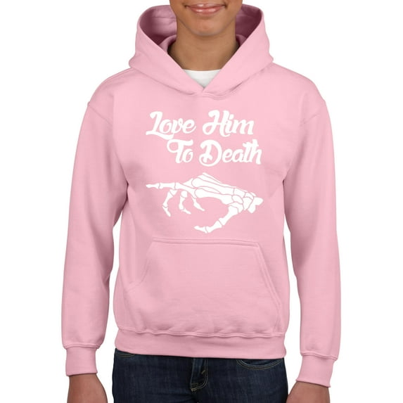 MmF - Big Girls Hoodies and Sweatshirts - Halloween Love Him To Death Matching Halloween Couple
