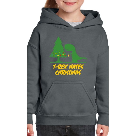MmF - Big Girls Hoodies and Sweatshirts - XMAS DINOSAUR