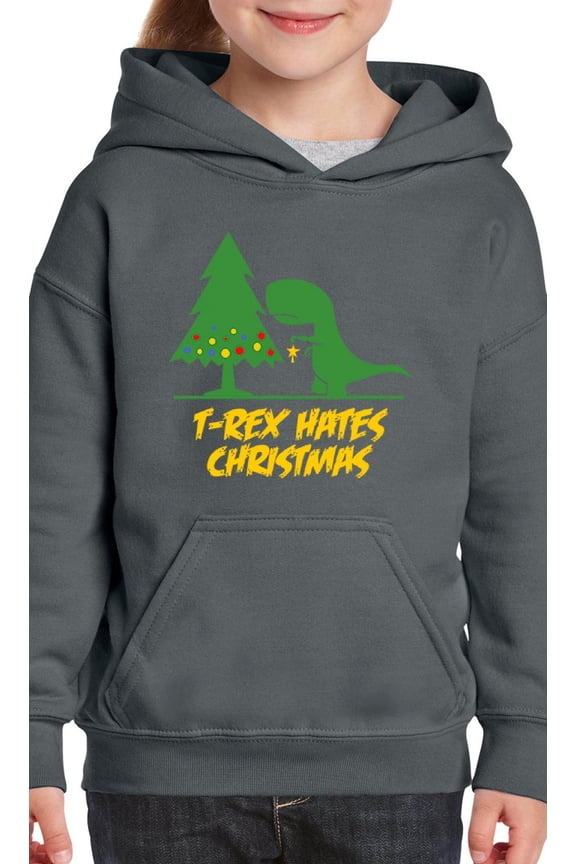 MmF - Big Girls Hoodies and Sweatshirts - XMAS DINOSAUR