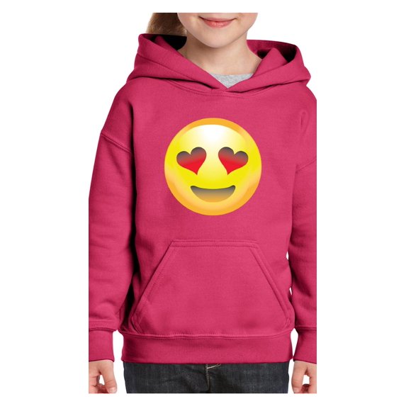 MmF - Big Girls Hoodies and Sweatshirts, up to Big Girls Size 24 - Emoji Heart-Shaped Eyes
