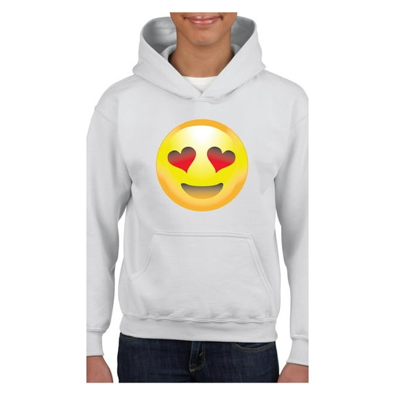 MmF - Big Girls Hoodies and Sweatshirts, up to Big Girls Size 24 - Emoji Heart-Shaped Eyes