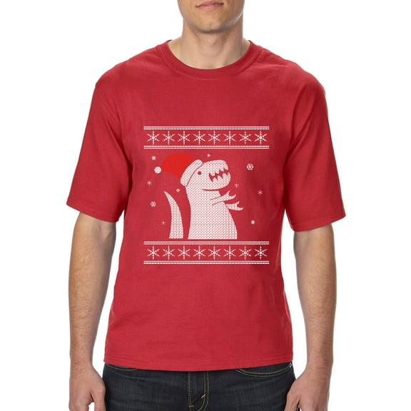 MmF - Big Men's T-Shirt - XMAS DINOSAUR UGLY SWEATER