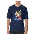 thumbnail image 1 of MmF - Big Men's T-Shirt, up to Tall Size 3XLT - American Flag 4th of July Kitty, 1 of 5