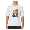 thumbnail image 1 of MmF - Big Men's T-Shirt, up to Tall Size 3XLT - American Flag 4th of July Kitty, 1 of 5