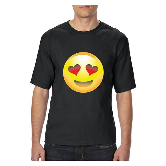 MmF - Big Men's T-Shirt, up to Tall Size 3XLT - Emoji Heart-Shaped Eyes