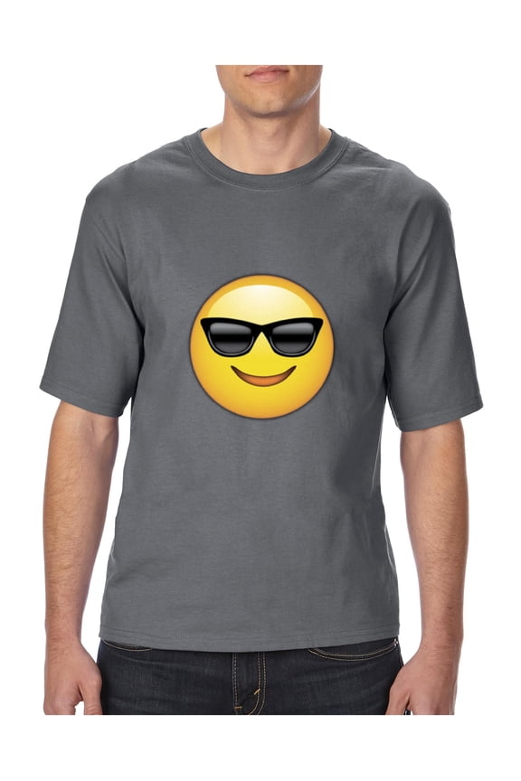 MmF - Big Men's T-Shirt, up to Tall Size 3XLT - Emoji with Sunglasses