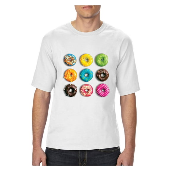 MmF - Big Men's T-Shirt, up to Tall Size 3XLT - Love Food Donuts Doughnuts