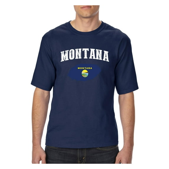 MmF - Big Men's T-Shirt, up to Tall Size 3XLT - Montana Flag Billings