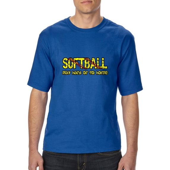 MmF - Big Men's T-Shirt, up to Tall Size 3XLT - Softball Play Hard or Go Home