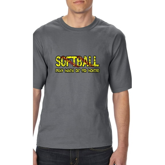MmF - Big Men's T-Shirt, up to Tall Size 3XLT - Softball Play Hard or Go Home