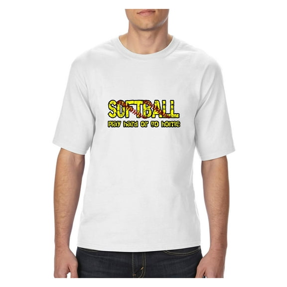 MmF - Big Men's T-Shirt, up to Tall Size 3XLT - Softball Play Hard or Go Home