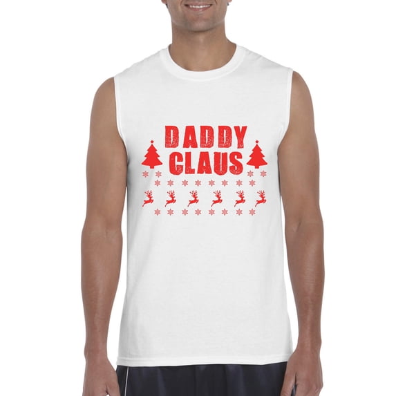MmF - Men's Graphic T-Shirt Sleeveless - Christmas Daddy Claus in Red