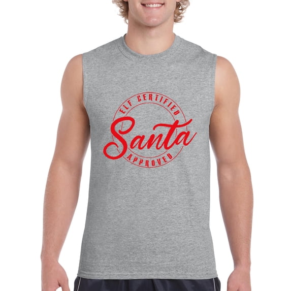 MmF - Men's Graphic T-Shirt Sleeveless - ELF CERTIFIED SANTA APPROVED XMAS