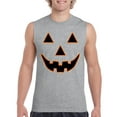 thumbnail image 1 of MmF - Men's Graphic T-Shirt Sleeveless - Halloween Jack O' Lantern Pumpkin Face, 1 of 5