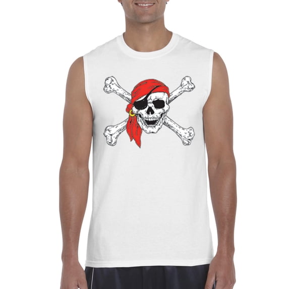 MmF - Men's Graphic T-Shirt Sleeveless - Halloween Jolly Roger Skull Crossbones