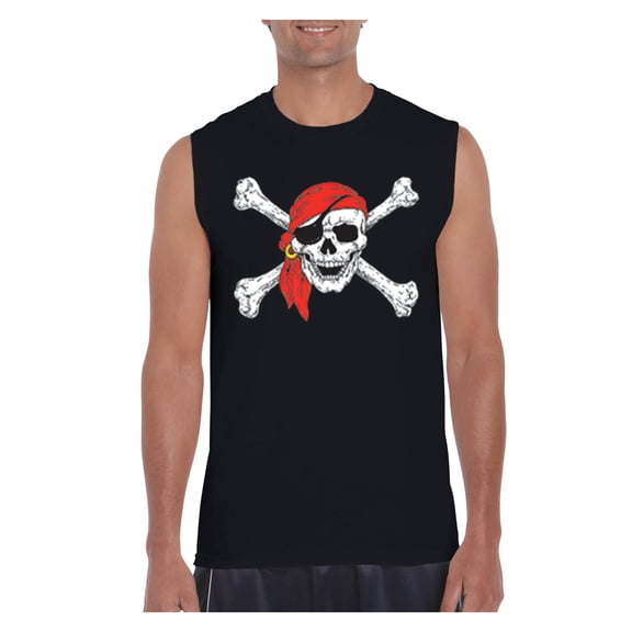 Men's Graphic T-Shirt Sleeveless - Jolly Roger Skull & Crossbones