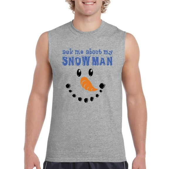 MmF - Men's Graphic T-Shirt Sleeveless - MY XMAS SNOWMAN FLIP UP