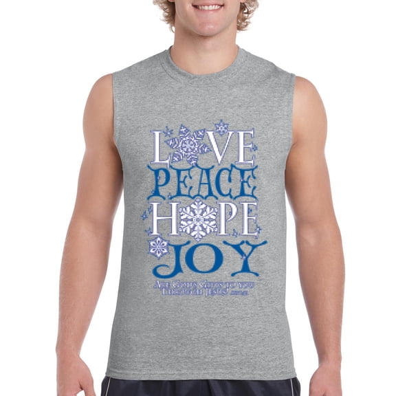MmF - Men's Graphic T-Shirt Sleeveless - PEACE HOPE LOVE JOY