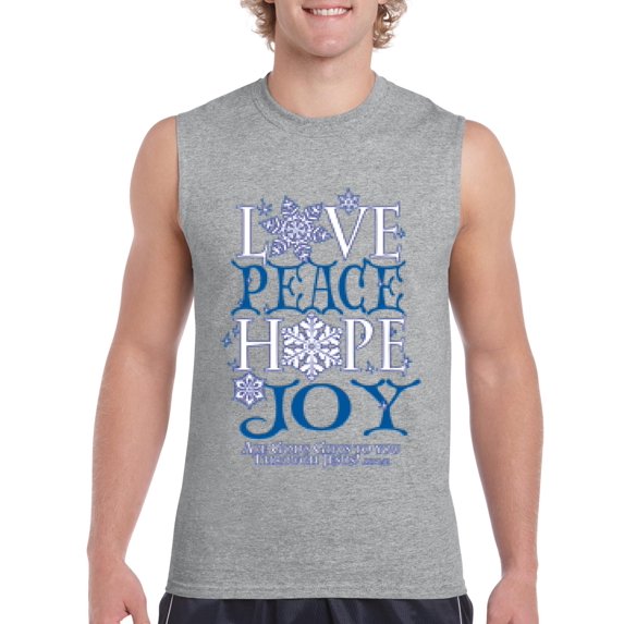 MmF - Men's Graphic T-Shirt Sleeveless - PEACE HOPE LOVE JOY