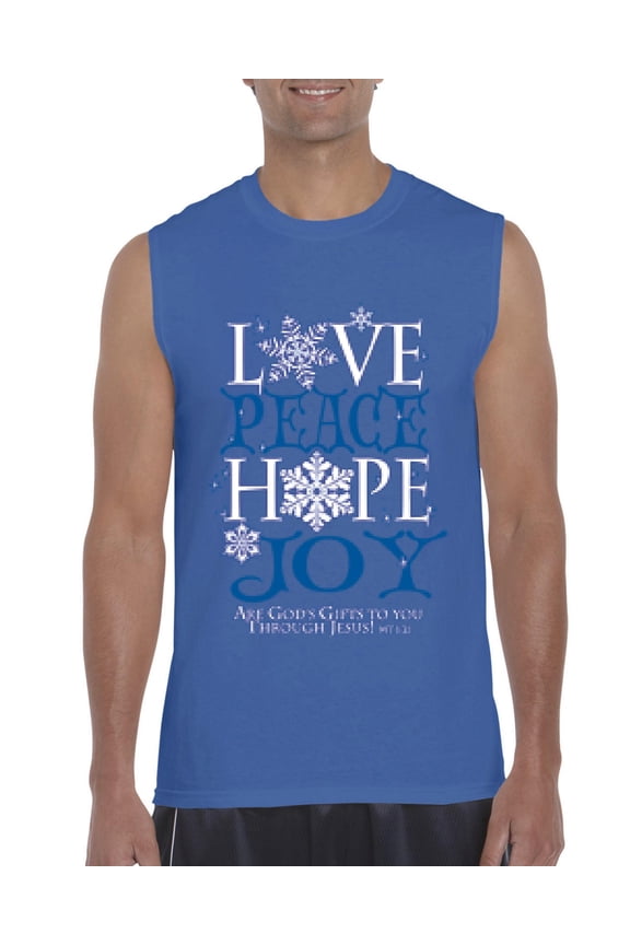 MmF - Men's Graphic T-Shirt Sleeveless - PEACE HOPE LOVE JOY