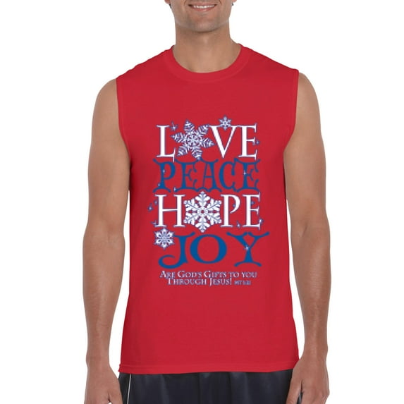 MmF - Men's Graphic T-Shirt Sleeveless - PEACE HOPE LOVE JOY