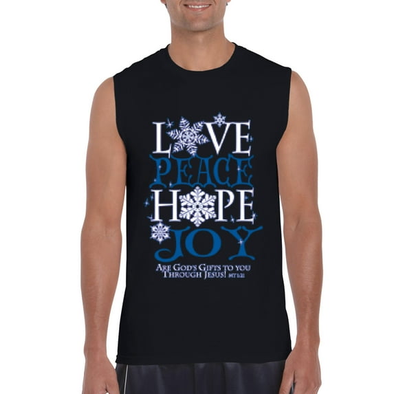 MmF - Men's Graphic T-Shirt Sleeveless - PEACE HOPE LOVE JOY
