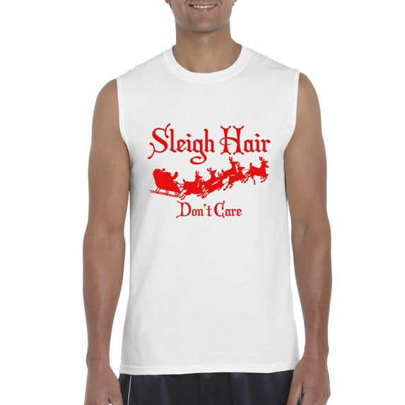 MmF - Men's Graphic T-Shirt Sleeveless - SLEIGH HAIR DON'T CARE