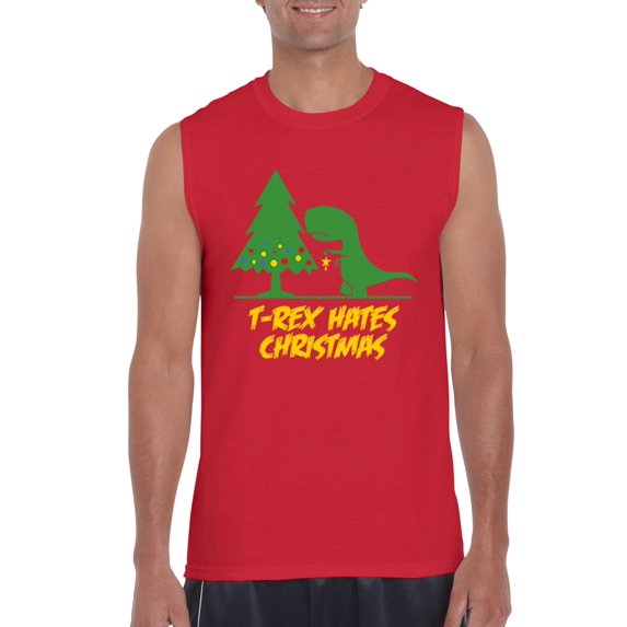 MmF - Men's Graphic T-Shirt Sleeveless - XMAS DINOSAUR