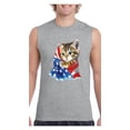 thumbnail image 1 of MmF - Men's Graphic T-Shirt Sleeveless, up to Men Size 3XL - American Flag 4th of July Kitty, 1 of 2