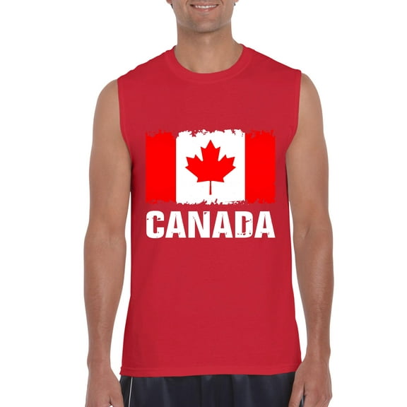 MmF - Men's Graphic T-Shirt Sleeveless, up to Men Size 3XL - Canada Flag