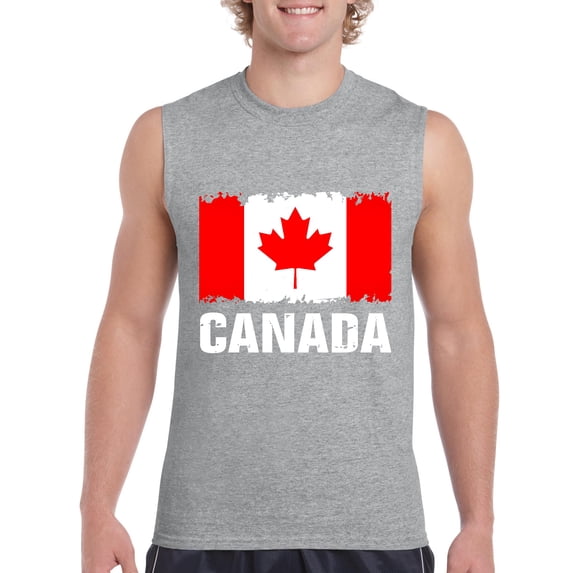 MmF - Men's Graphic T-Shirt Sleeveless, up to Men Size 3XL - Canada Flag