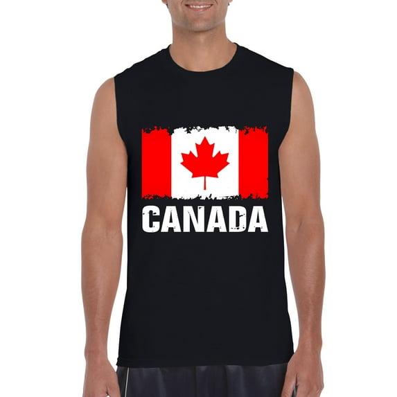 MmF - Men's Graphic T-Shirt Sleeveless, up to Men Size 3XL - Canada Flag