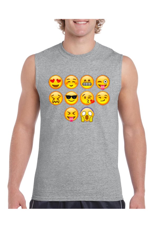 MmF - Men's Graphic T-Shirt Sleeveless, up to Men Size 3XL - Emoji Entourage
