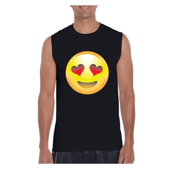 Men's Graphic T-Shirt Sleeveless - Emoji Heart-Shaped Eyes