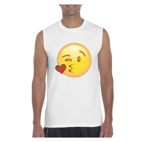 MmF - Men's Graphic T-Shirt Sleeveless, up to Men Size 3XL - Emoji Winky Face