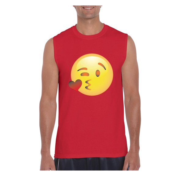 MmF - Men's Graphic T-Shirt Sleeveless, up to Men Size 3XL - Emoji Winky Face