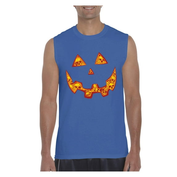 MmF - Men's Graphic T-Shirt Sleeveless, up to Men Size 3XL - Halloween Costume Pumpkin Face