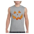thumbnail image 1 of MmF - Men's Graphic T-Shirt Sleeveless, up to Men Size 3XL - Halloween Costume Pumpkin Face, 1 of 2