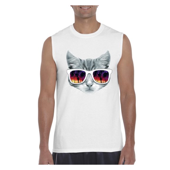 MmF - Men's Graphic T-Shirt Sleeveless, up to Men Size 3XL - Kitty