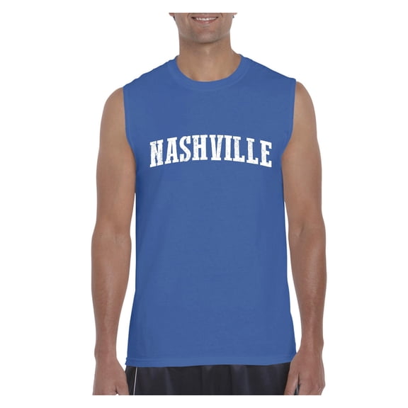MmF - Men's Graphic T-Shirt Sleeveless, up to Men Size 3XL - Nashville Tennessee Flag