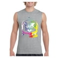 thumbnail image 1 of MmF - Men's Graphic T-Shirt Sleeveless, up to Men Size 3XL - Space Cat, 1 of 5