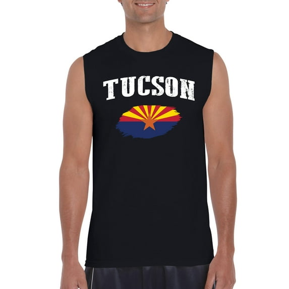 MmF - Men's Graphic T-Shirt Sleeveless, up to Men Size 3XL - Tucson Arizona Flag