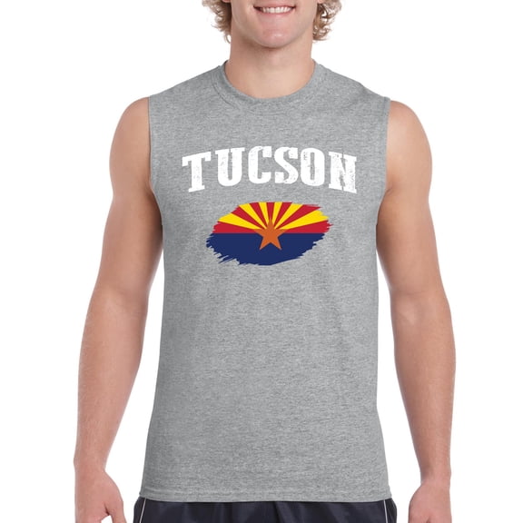 MmF - Men's Graphic T-Shirt Sleeveless, up to Men Size 3XL - Tucson Arizona Flag