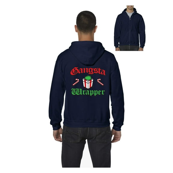 MmF - Men's Sweatshirt Full-Zip Pullover - Christmas Gangsta Wrapper