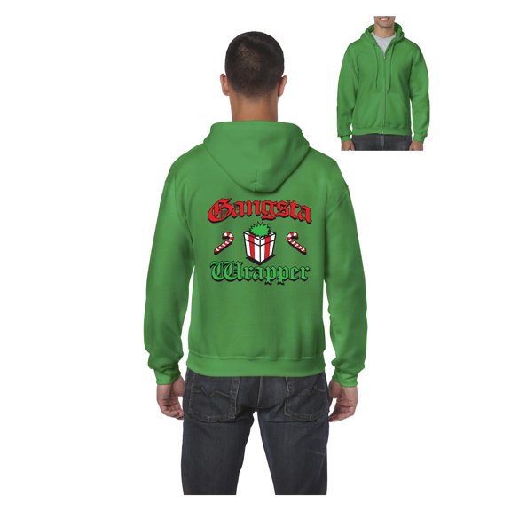 MmF - Men's Sweatshirt Full-Zip Pullover - Christmas Gangsta Wrapper