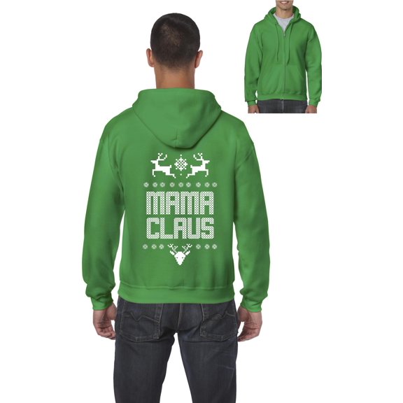 MmF - Men's Sweatshirt Full-Zip Pullover - Christmas Mama Claus Deers