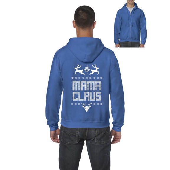 MmF - Men's Sweatshirt Full-Zip Pullover - Christmas Mama Claus Deers