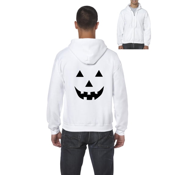 MmF - Men's Sweatshirt Full-Zip Pullover - Halloween Halloween Pumpkin Face in Black